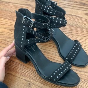 Black Jessica Simpson heels with studs and ankle straps